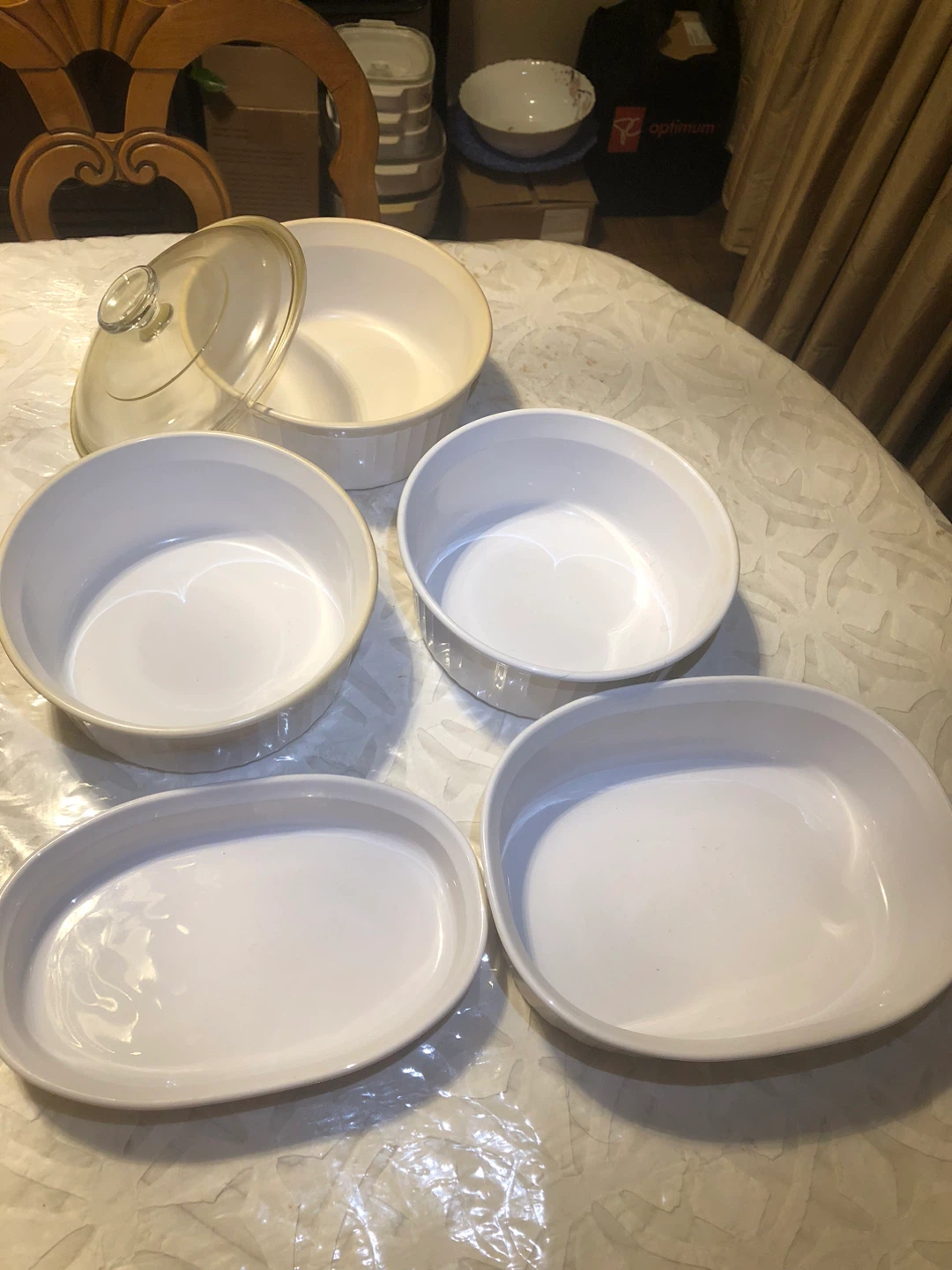 White Ceramic Corrille Baking/serving Dish Set with Lid - photo 2