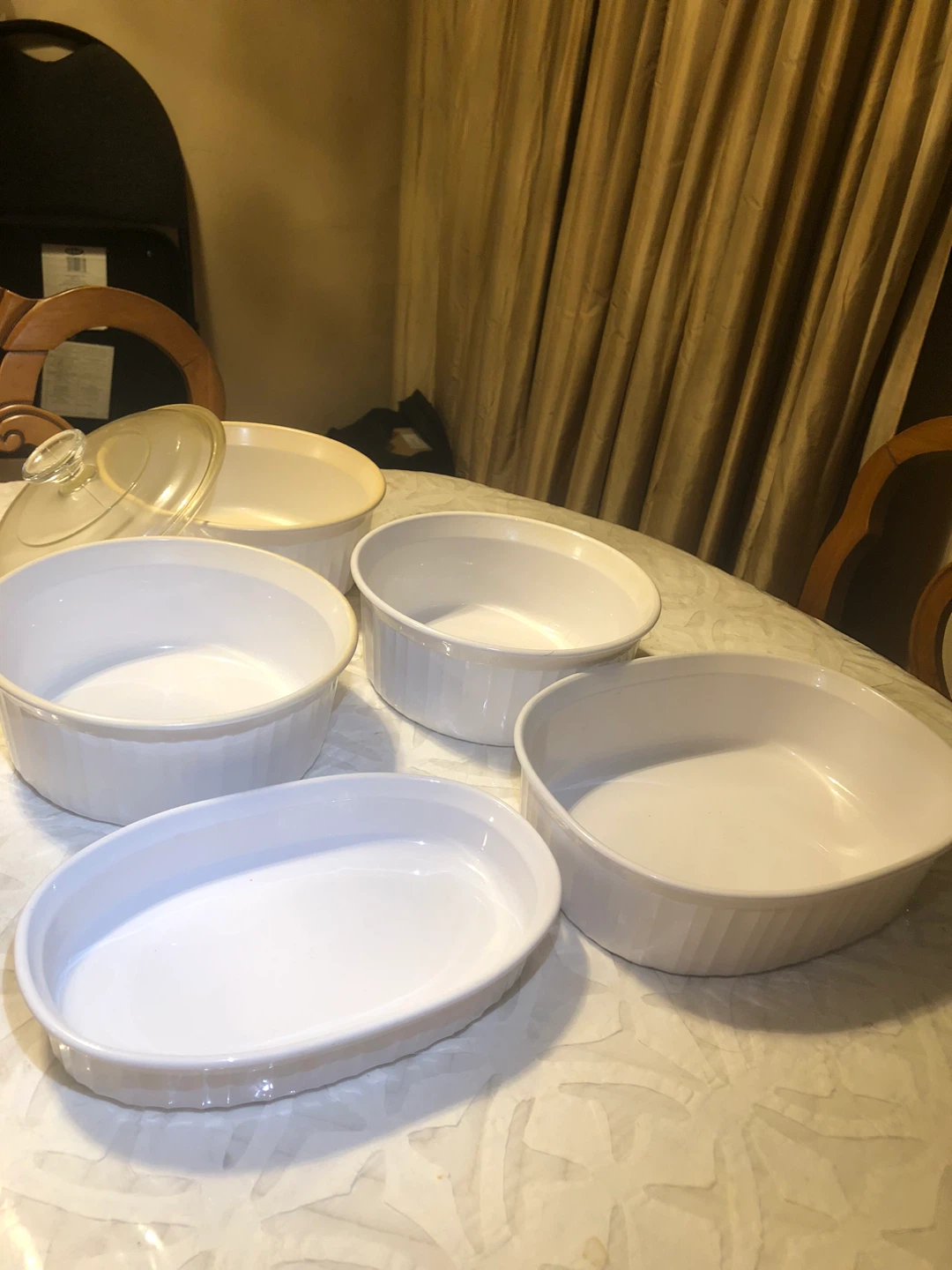 White Ceramic Corrille Baking/serving Dish Set with Lid - photo 3