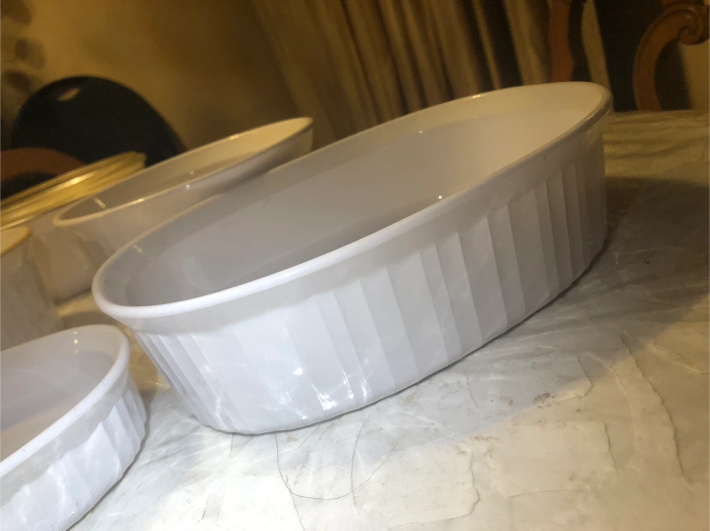 White Ceramic Corrille Baking/serving Dish Set with Lid - photo 5