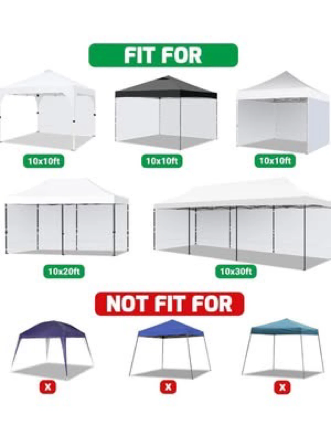 3PCS White Waterproof Sidewalls ONLY for Canopy Tent - photo 3