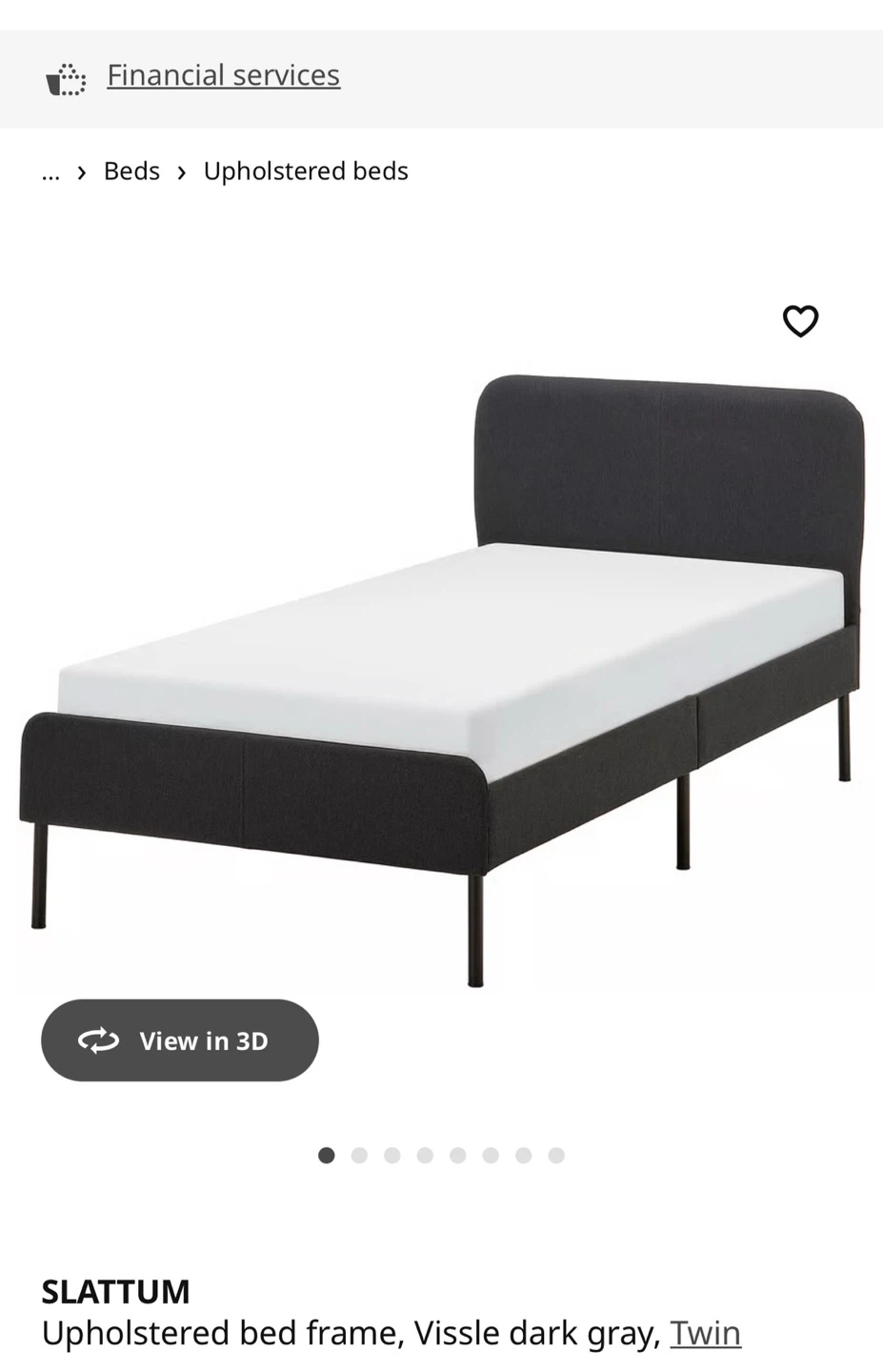 IKEA SLATTUM Upholstered Twin Bed Frame