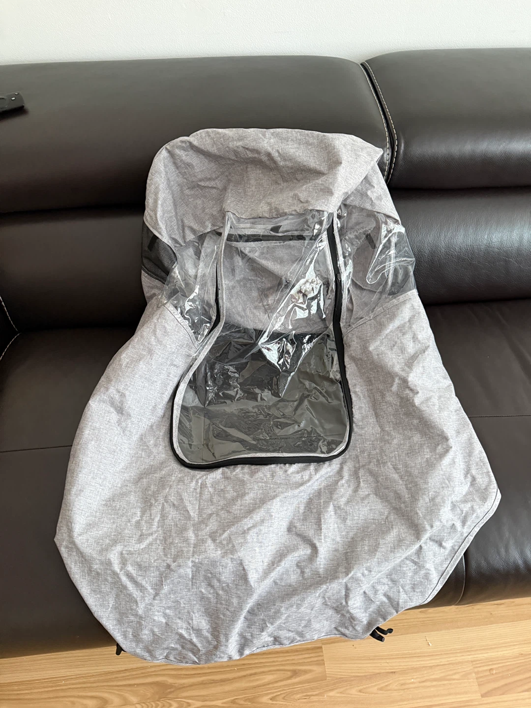 Grey Stroller Rain Cover with Clear Window
