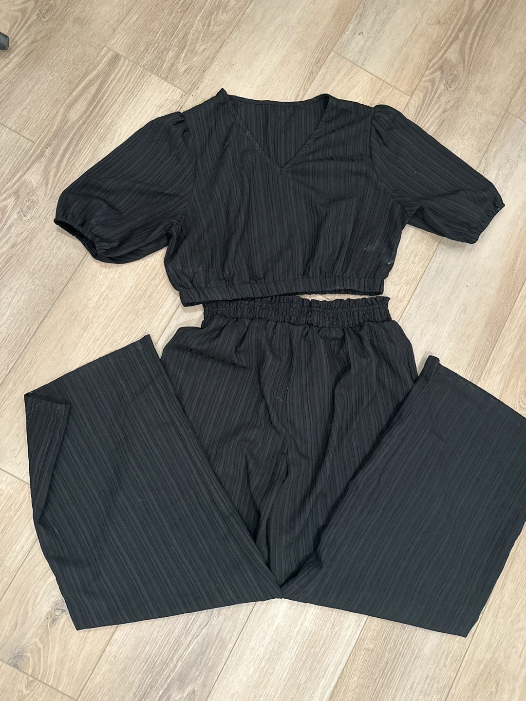 Black Ribbed Two-Piece Set Co Ord Set
