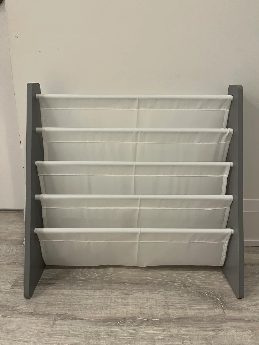 Grey 4-Tier Fabric Bookshelf for Kids