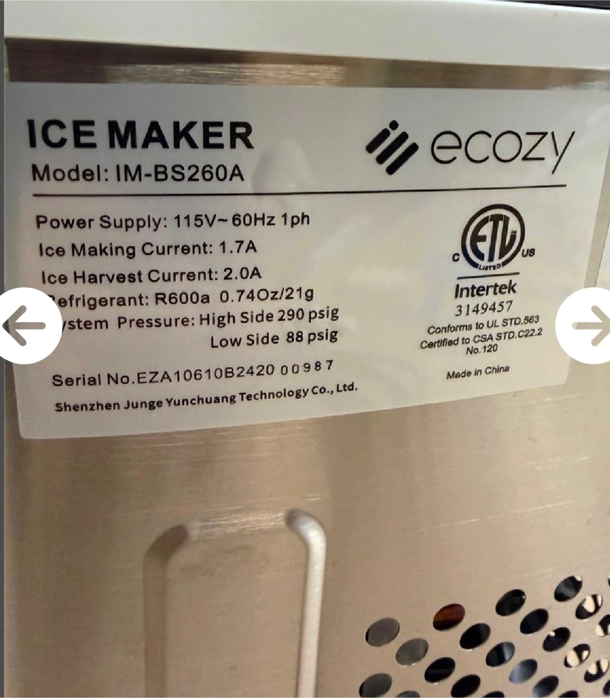 Ecozy Portable Ice Maker - Silver - photo 3