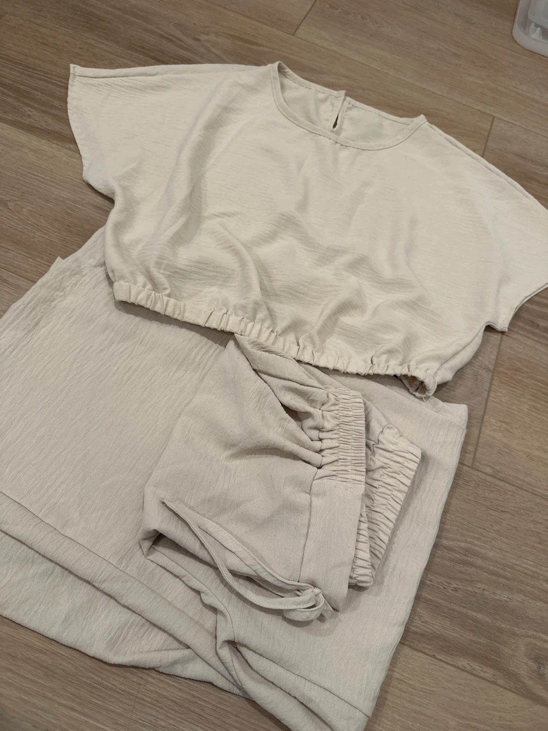 Co ords Set Cream Linen Blend Two-Piece Set