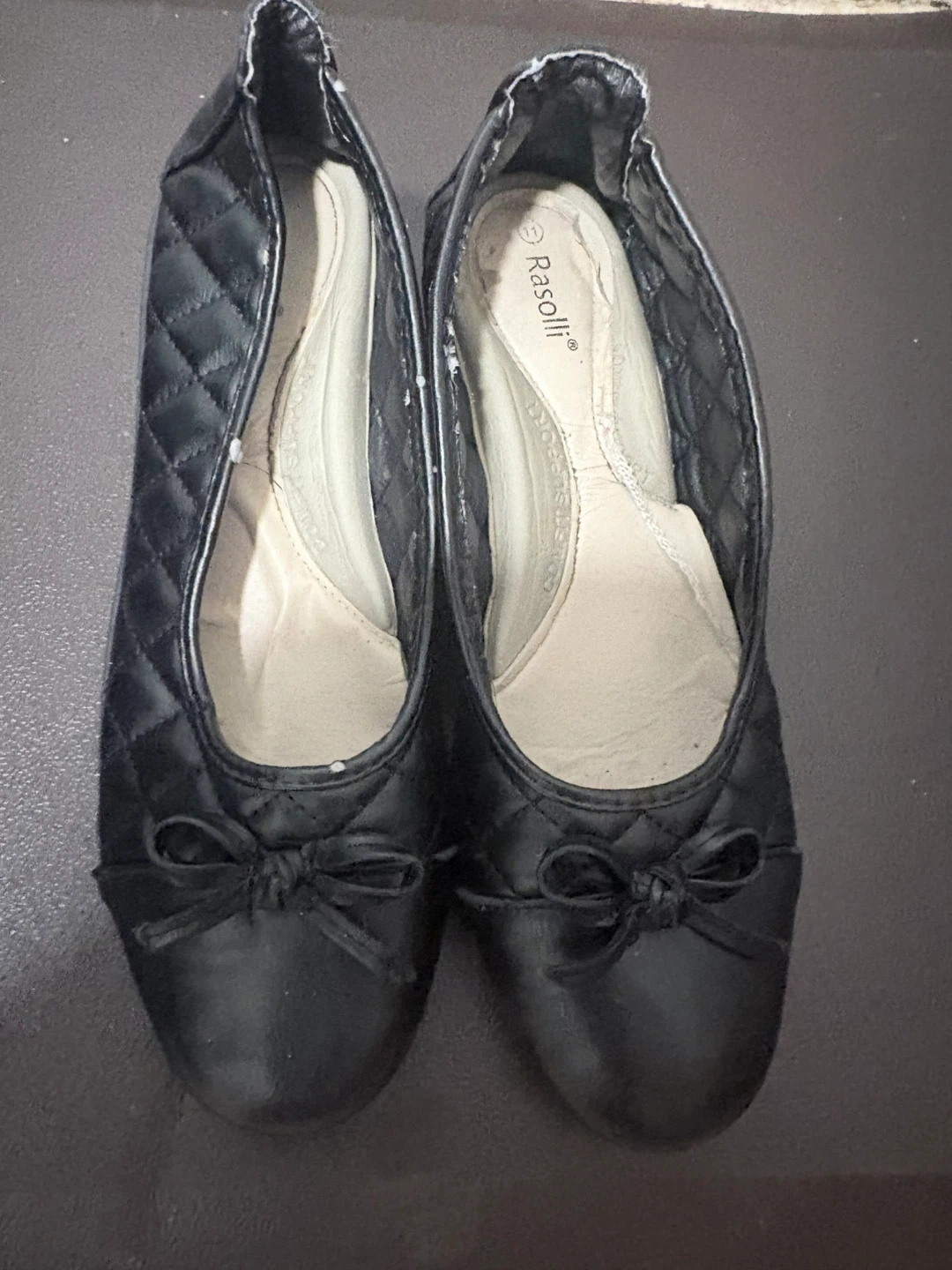 Rasolli Black Quilted Ballet Flats with Bows