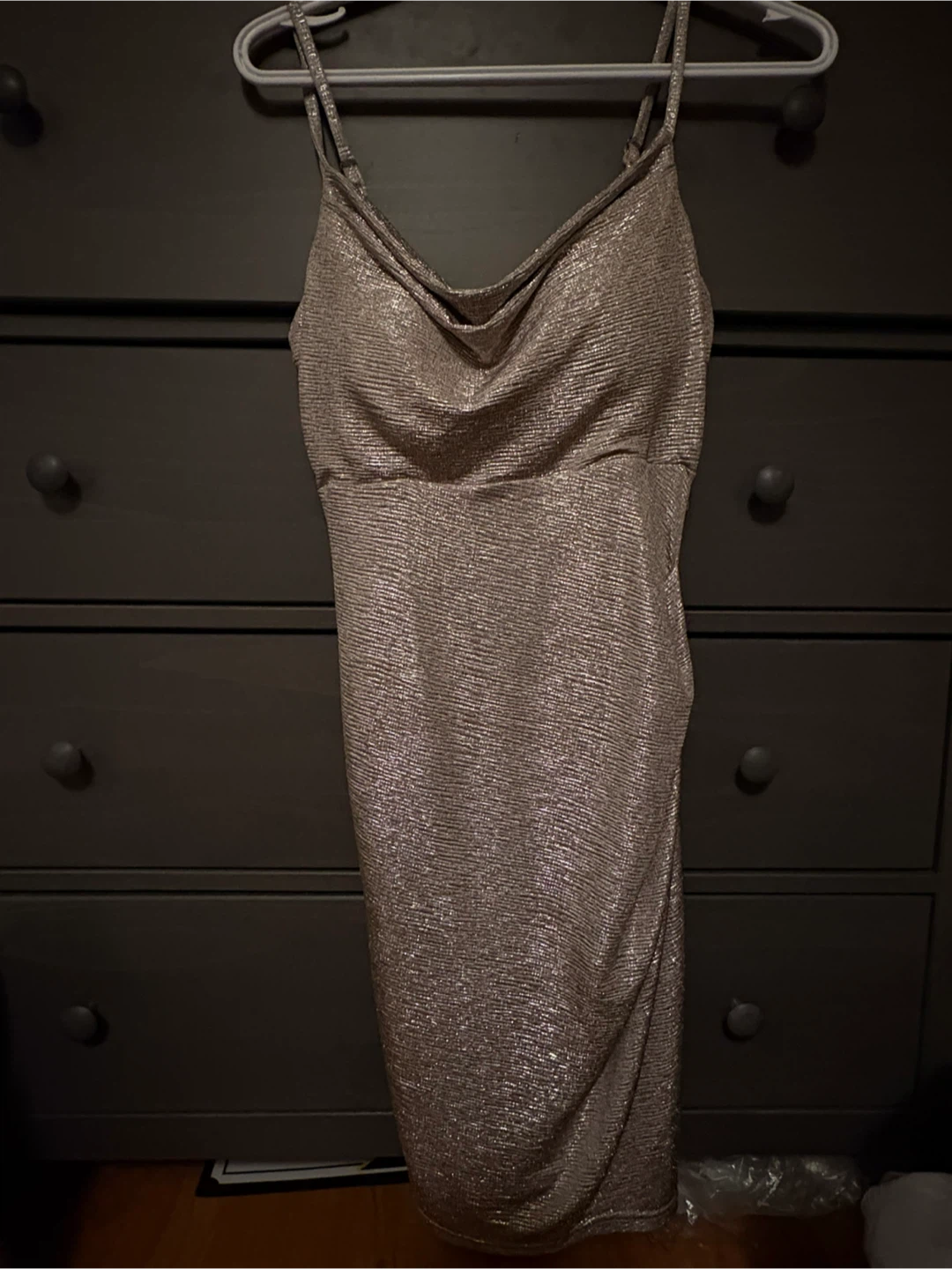 Le Château Metallic Cowl Neck Dress