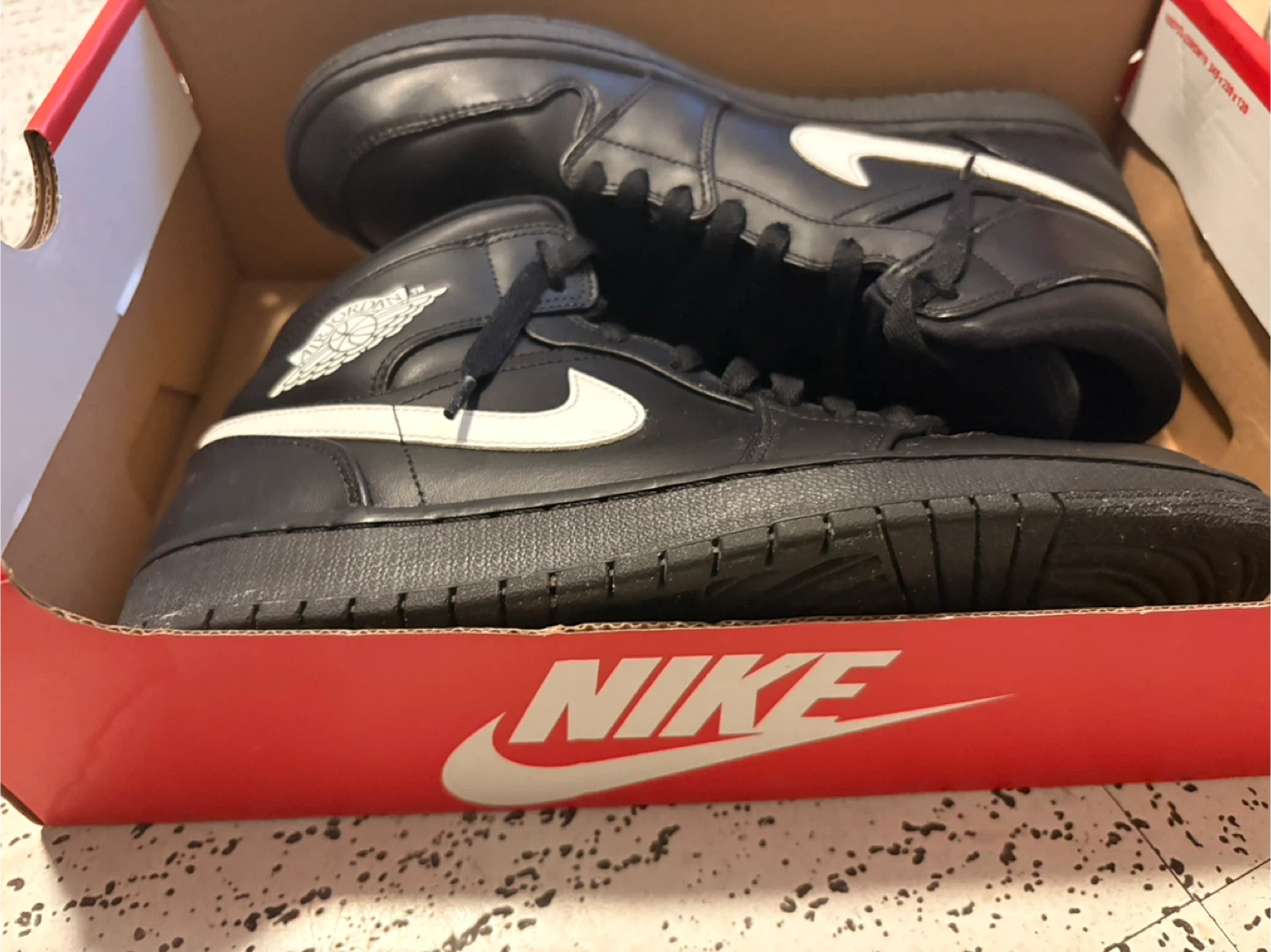 Nike Air Jordan 1 Mid Black White Men's Shoes - photo 5