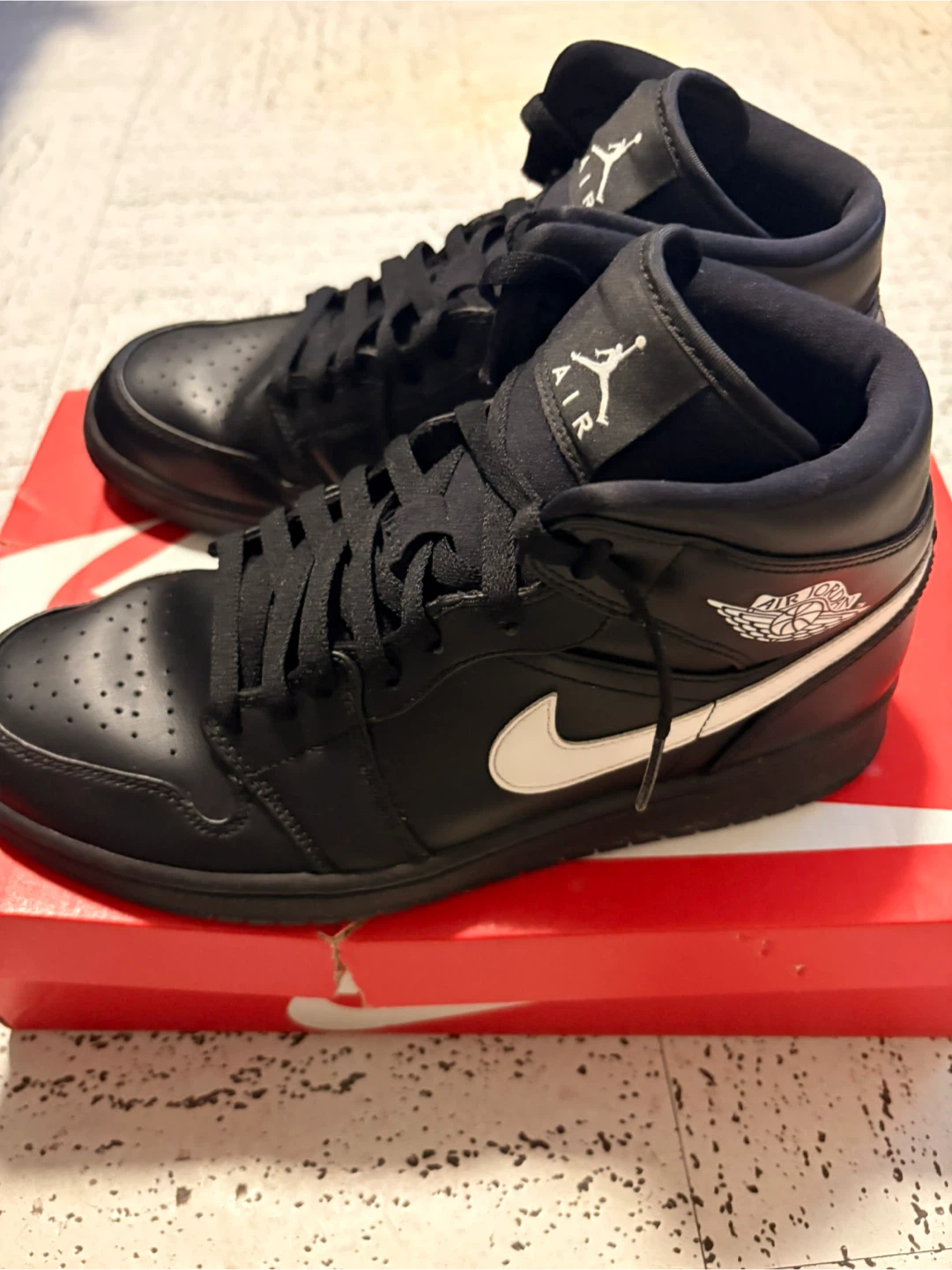 Nike Air Jordan 1 Mid Black White Men's Shoes - photo 3