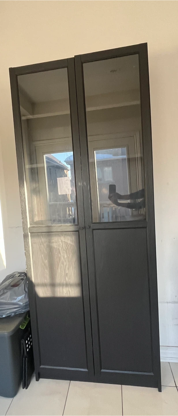 Black Display Cabinet with Glass Doors - photo 2