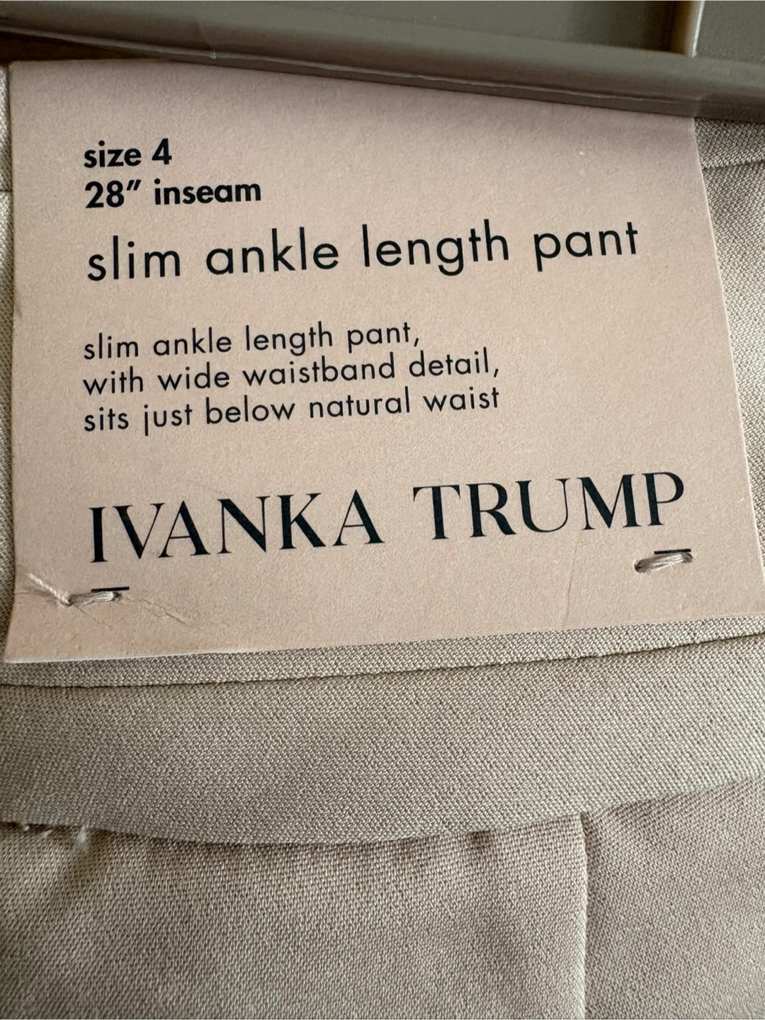 Ivanka Trump Ankle Length Slim Fit Cream Pants Sz 4 🏆 - photo 3