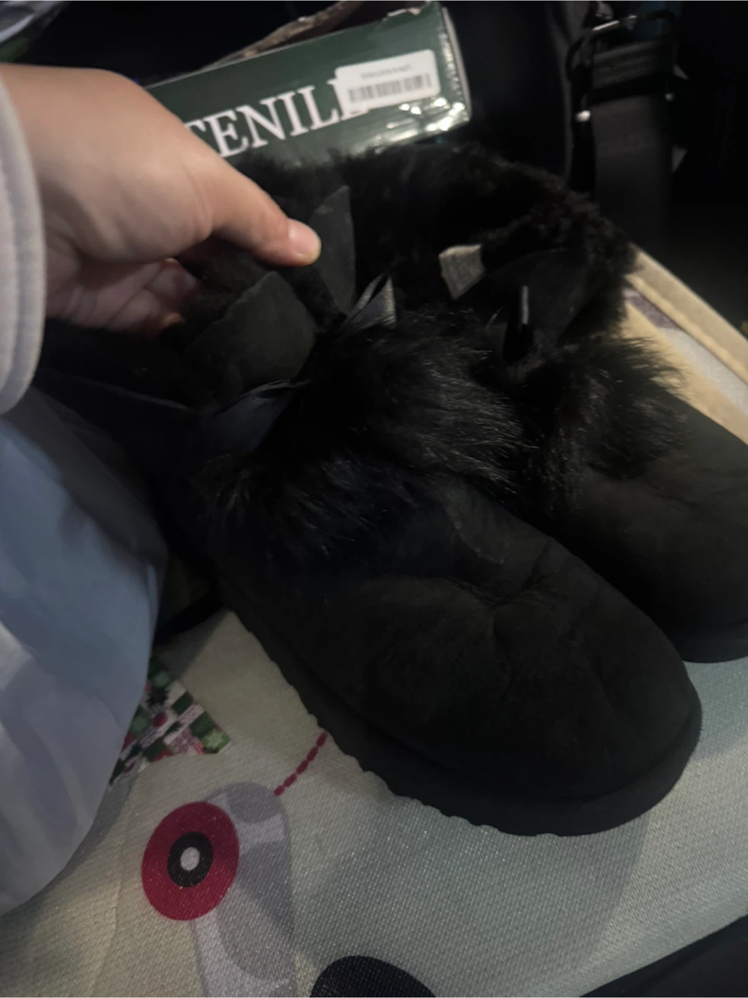 UGG Black Boots with Fur Trim