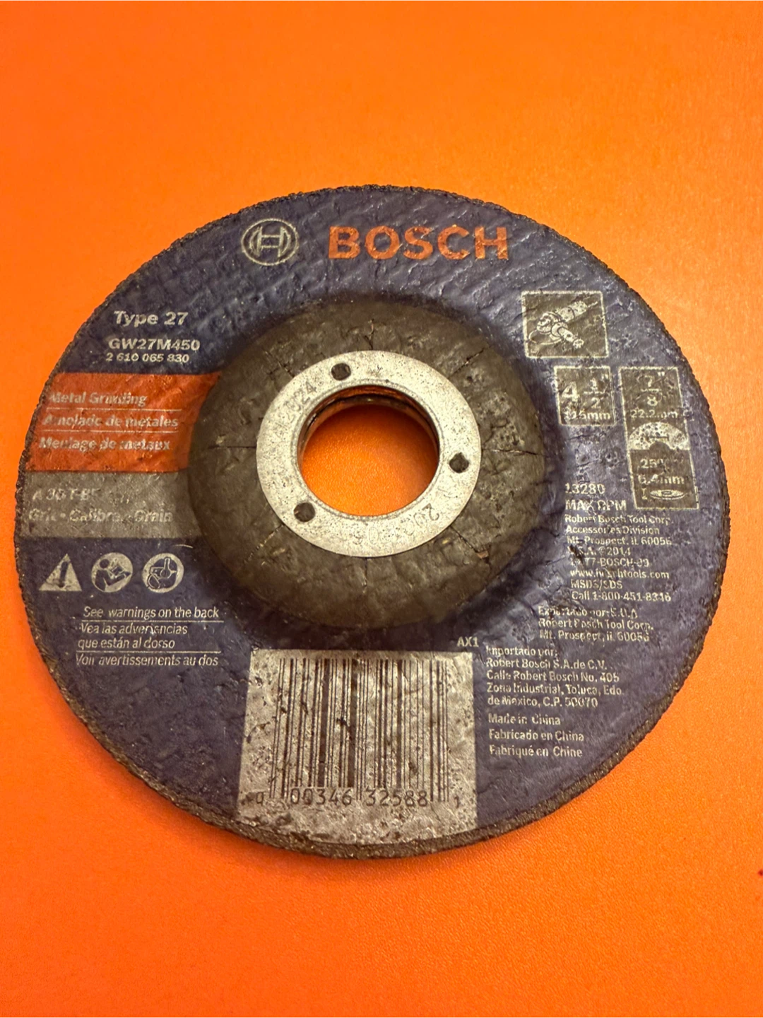 Bosch Type 27 Metal Grinding Disc GW27M450 - photo 4