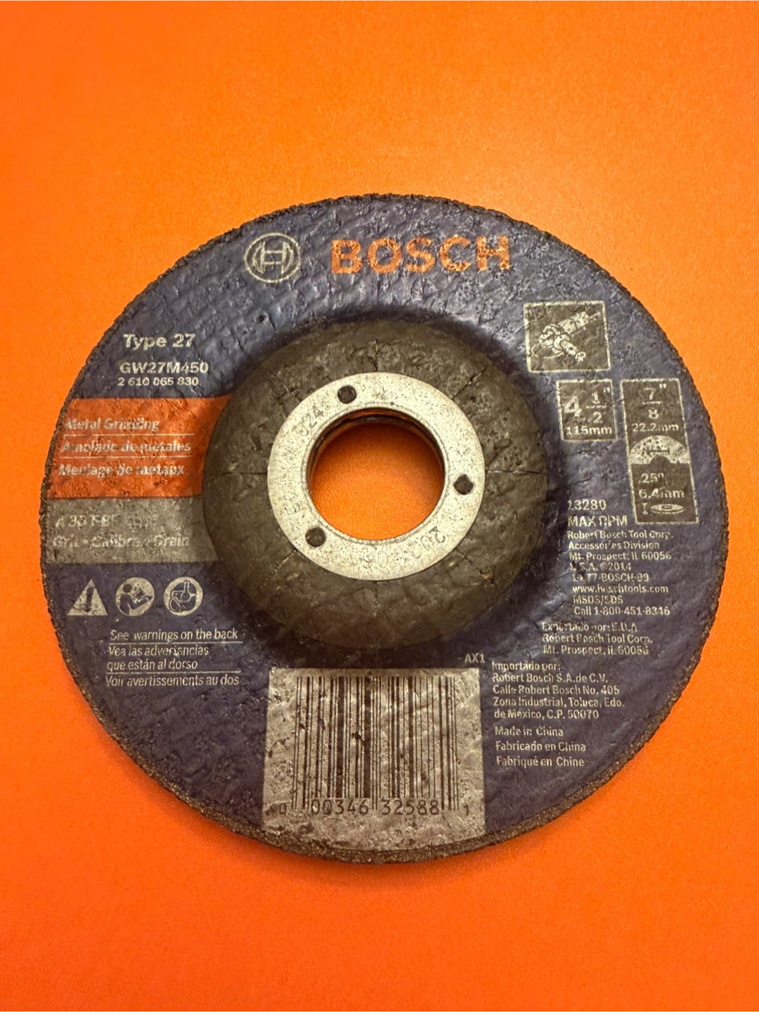 Bosch Type 27 Metal Grinding Disc GW27M450
