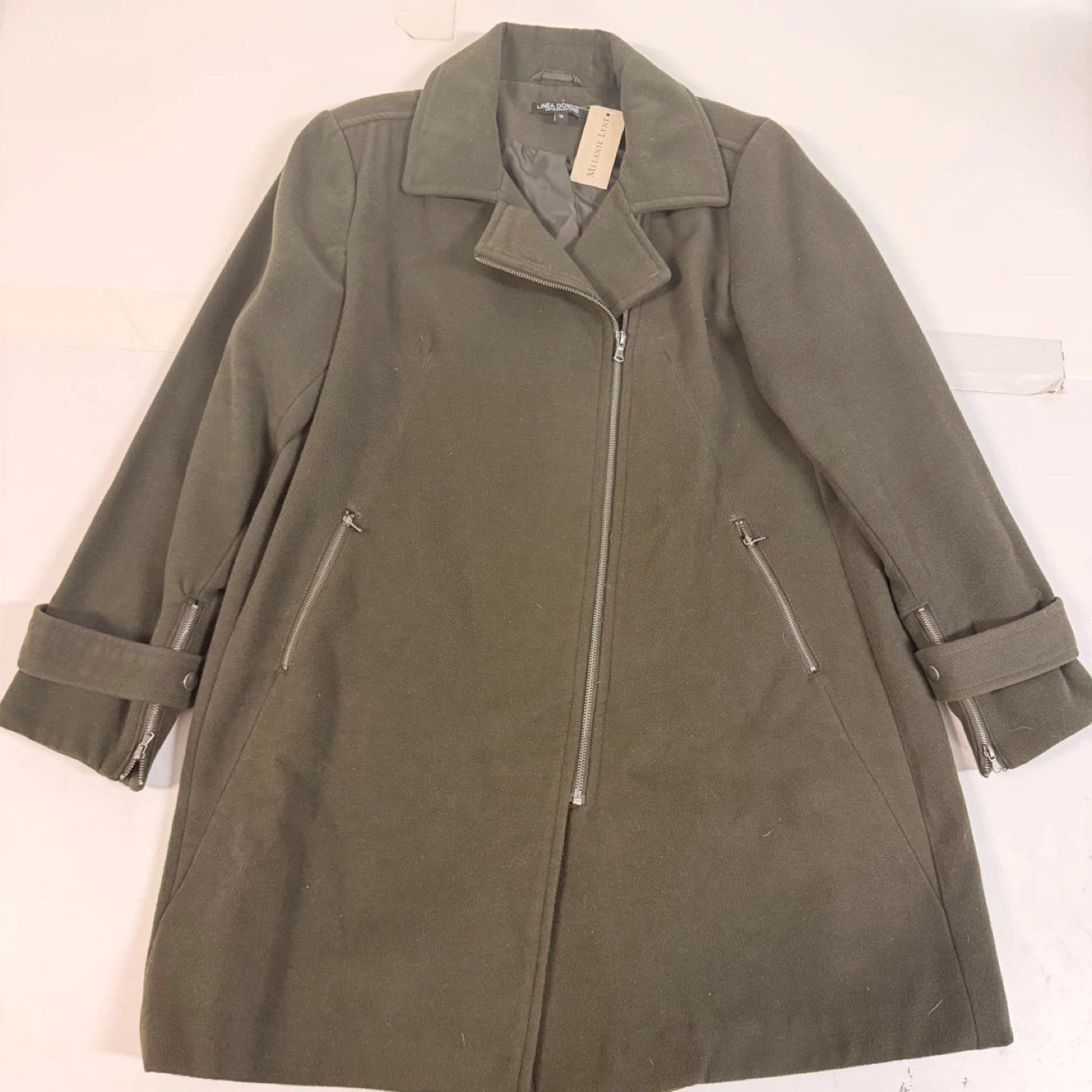 Brand New Linea Domani Olive Green Coat Size 14 w/ Tag - photo 3