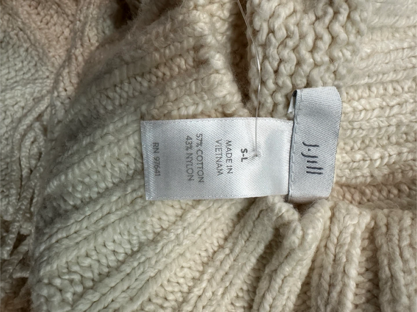 J.Jill Cream Knit Poncho Sweater Fringe Size S/L - photo 4