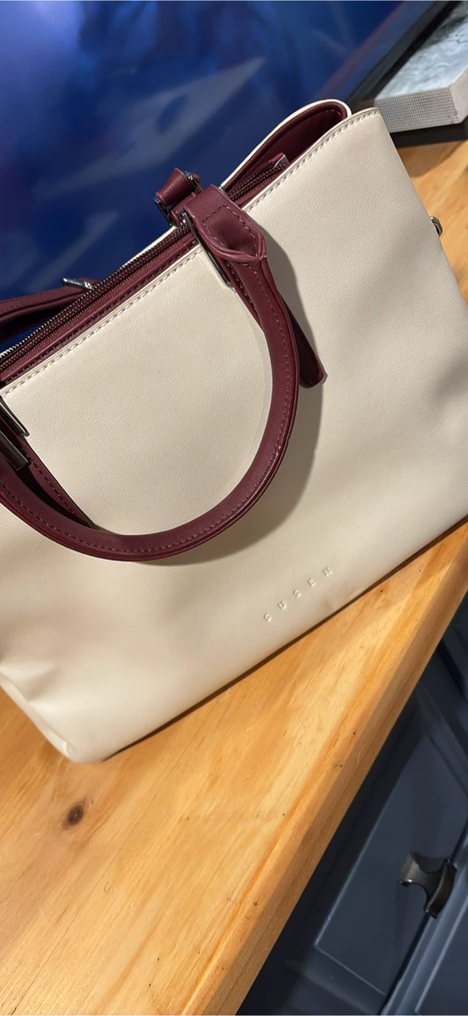 Susen  Handbag - Cream and Burgundy