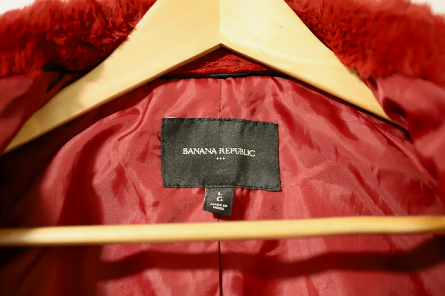 Banana Republic Red Faux Fur Bomber Jacket - Size L - photo 3