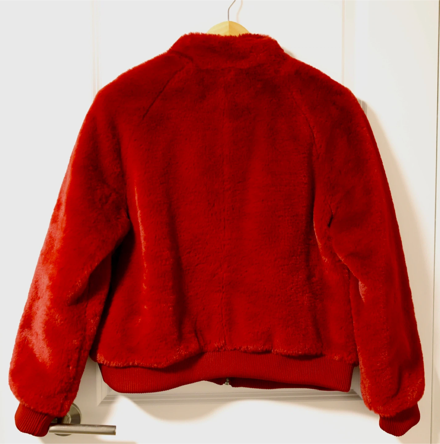 Banana Republic Red Faux Fur Bomber Jacket - Size L - photo 2
