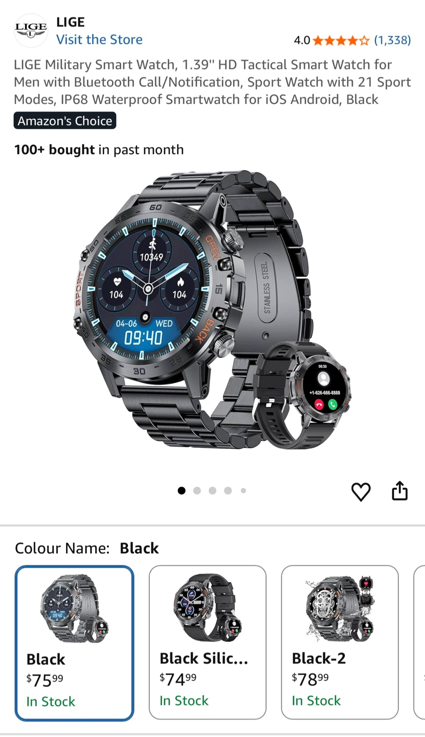 LIGE Military Smart Watch - photo 2