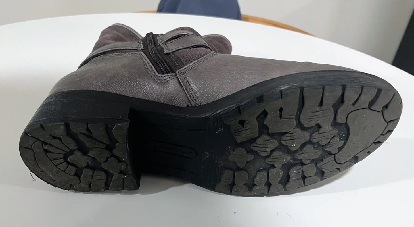 Women's Grey Faux Suede and Leather Winter Boots - photo 5