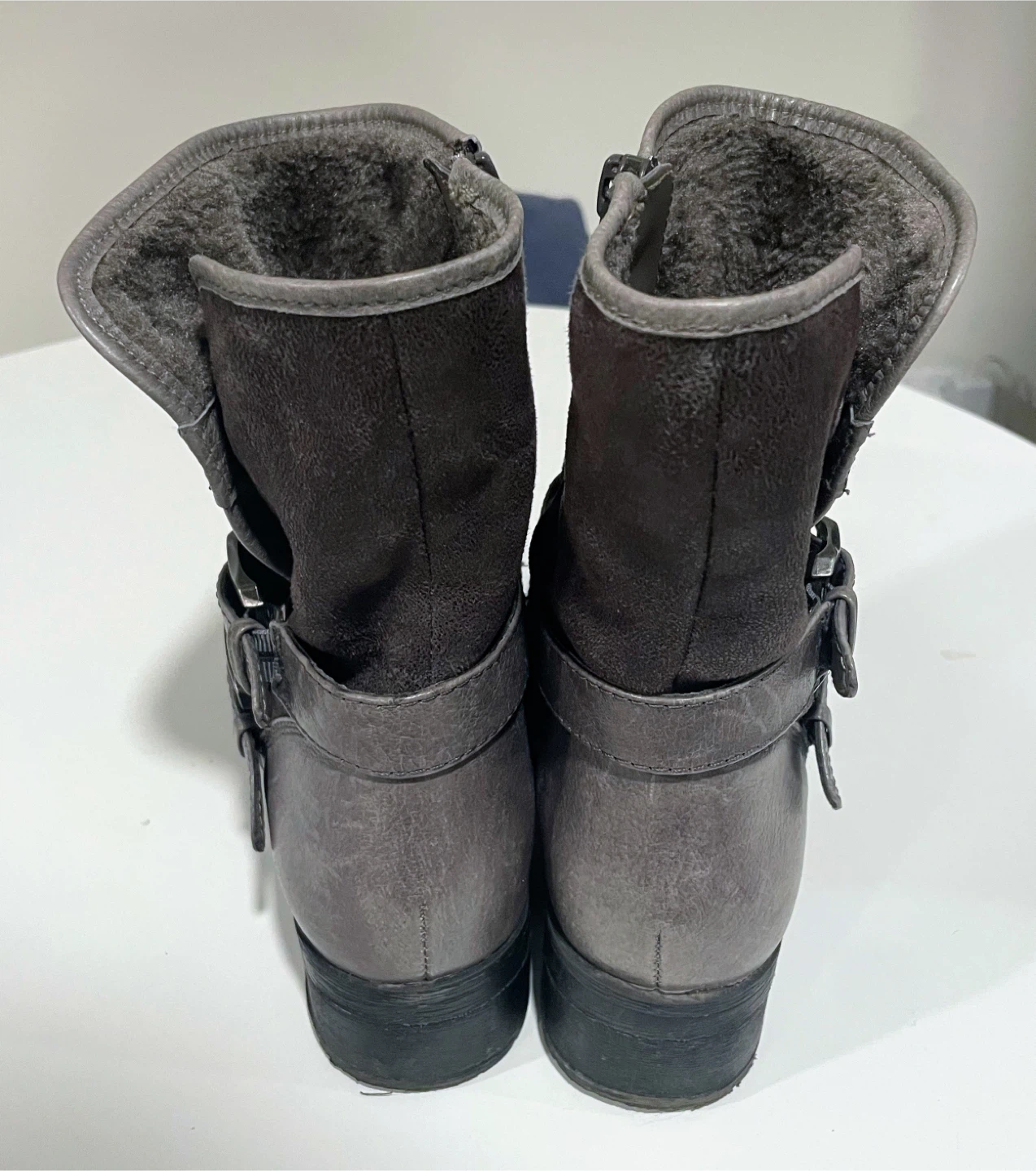 Women's Grey Faux Suede and Leather Winter Boots - photo 4