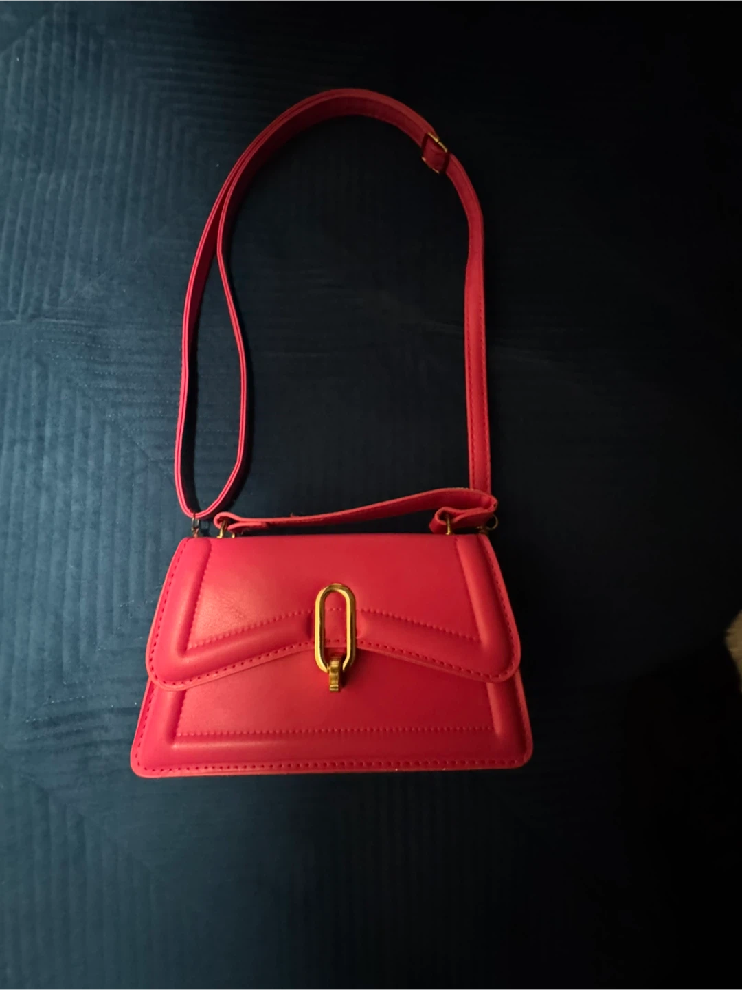 Hot Pink Faux Leather Crossbody Purse