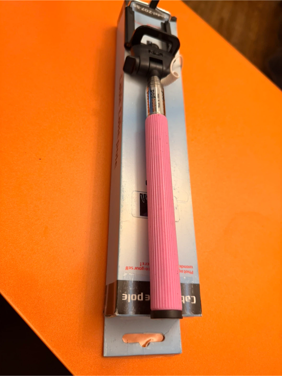 Pink Extendable Selfie Stick with Built-in Shutter