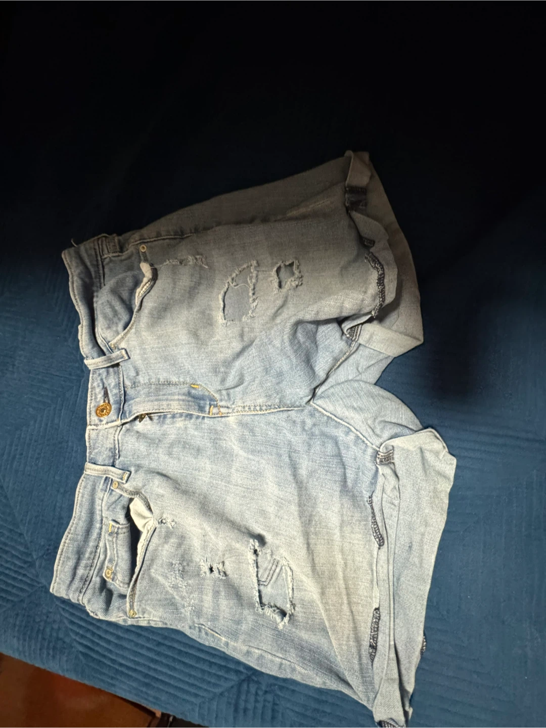 Light Wash Ripped Denim Shorts
