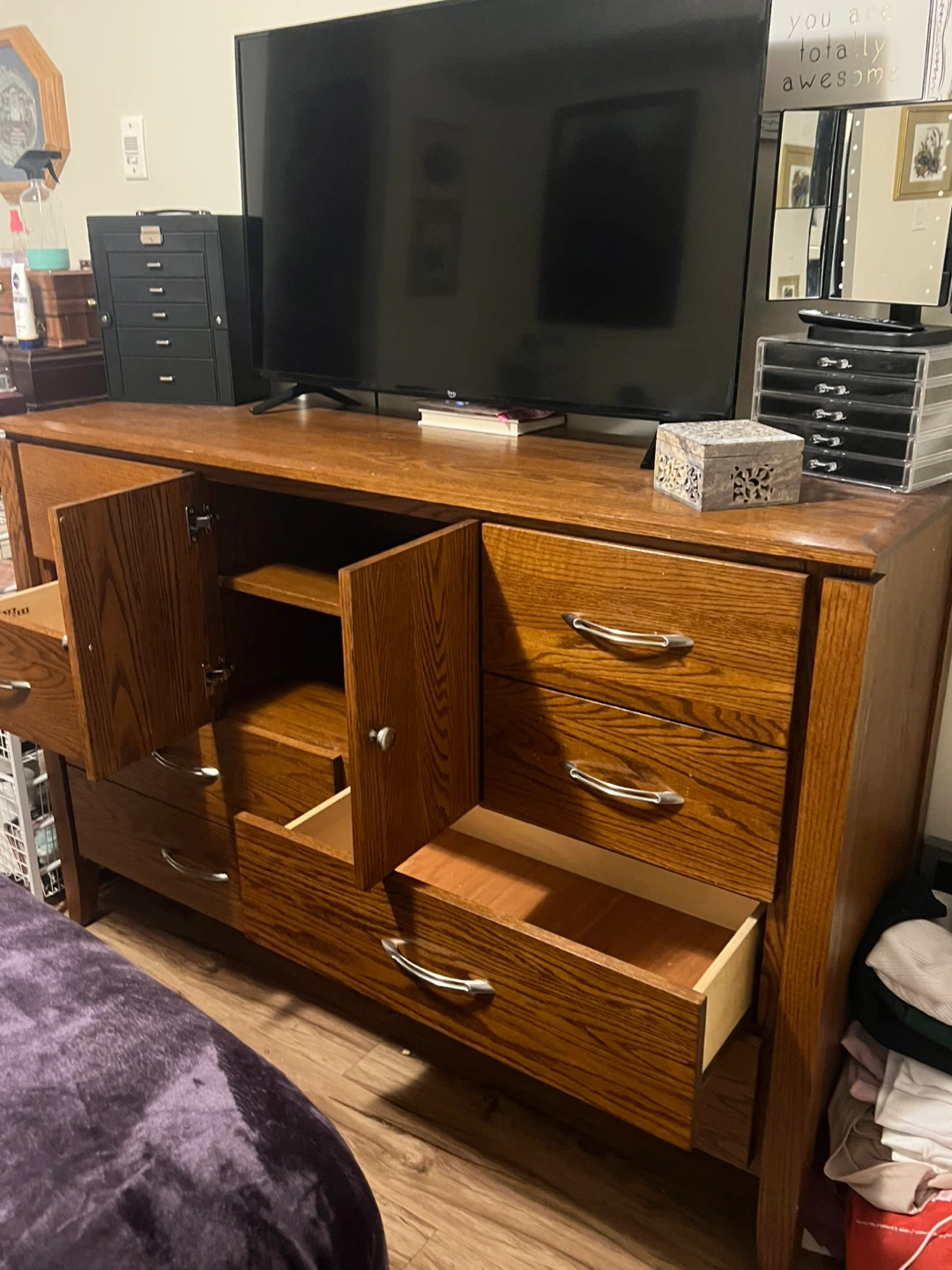 Wooden Dresser and Matching Night Table - photo 2