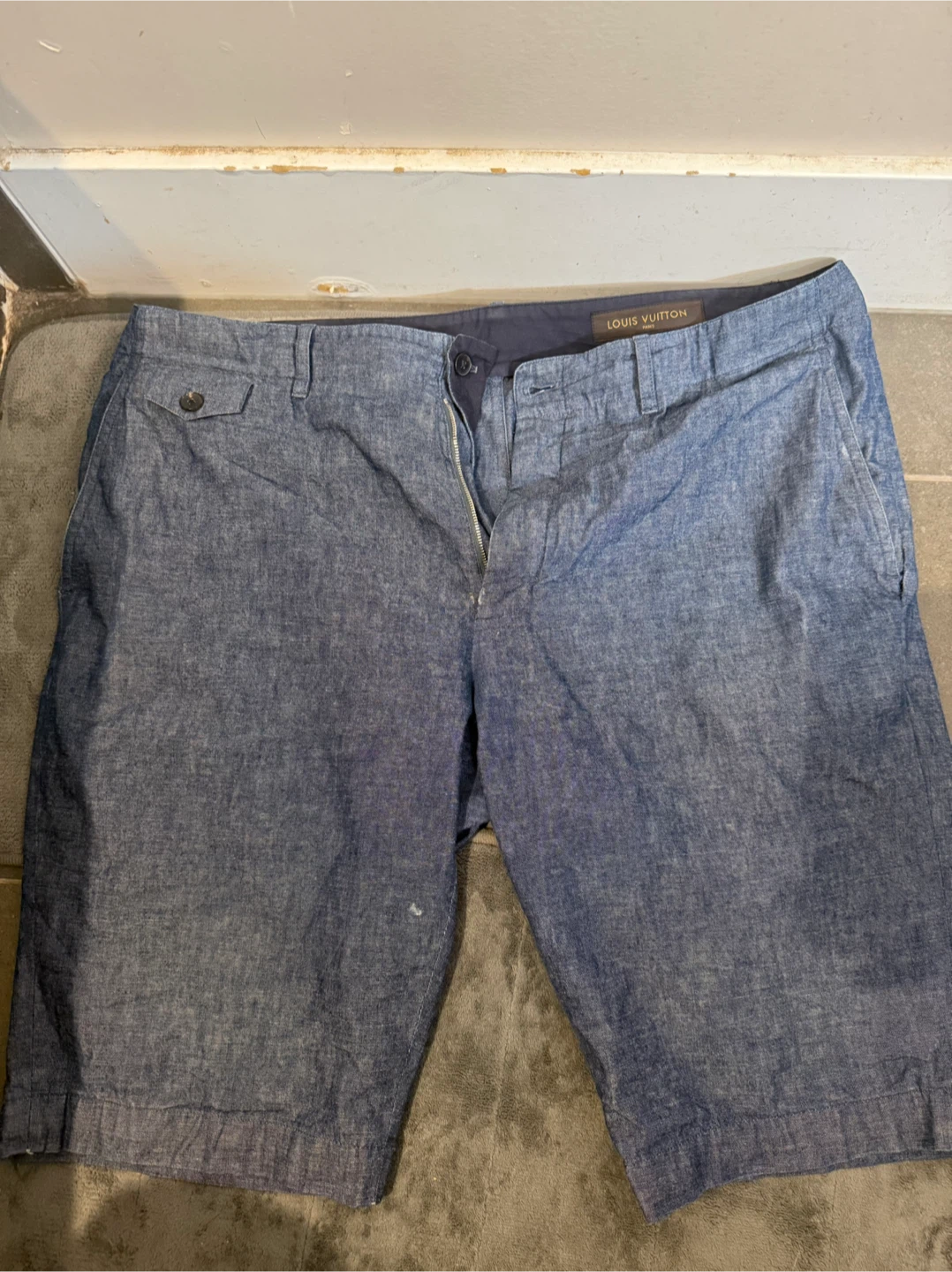 Louis Vuitton Men's Blue Chambray Shorts Size 46