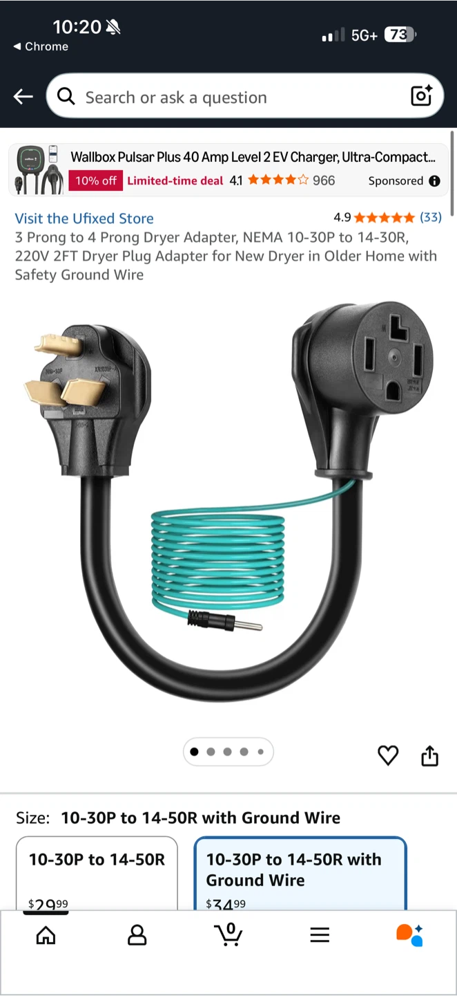 3 Prong to 4 Prong Dryer Adapter 220V 2FT 🏆