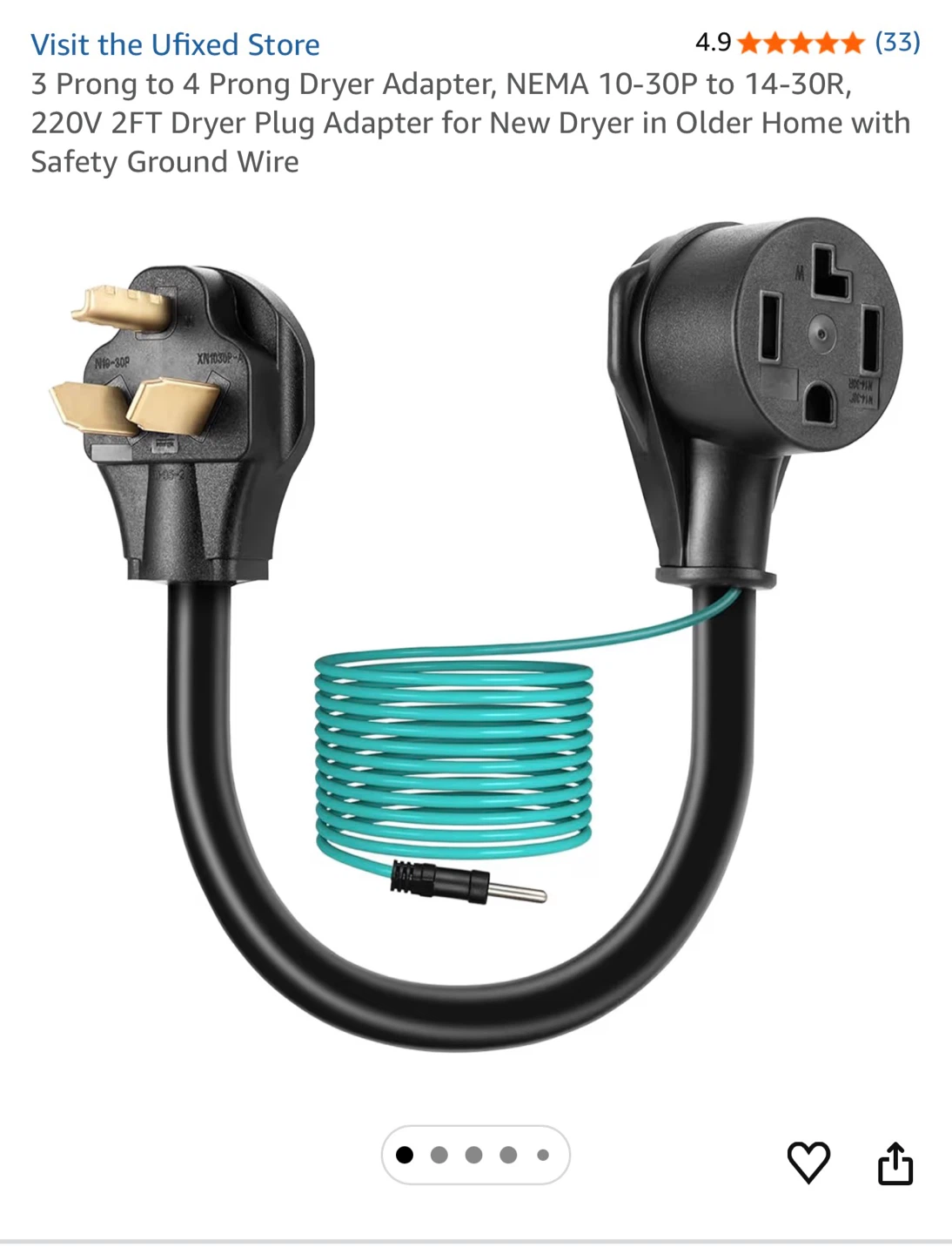 3 Prong to 4 Prong Dryer Adapter 220V 2FT 🏆 - photo 2