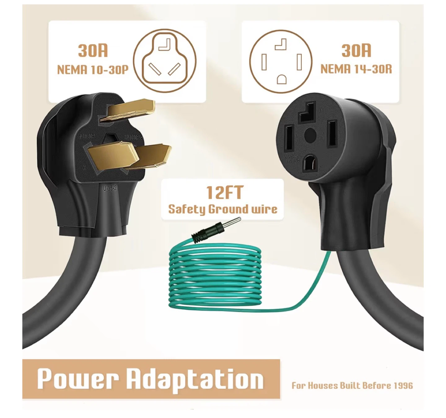 3 Prong to 4 Prong Dryer Adapter 220V 2FT 🏆 - photo 4