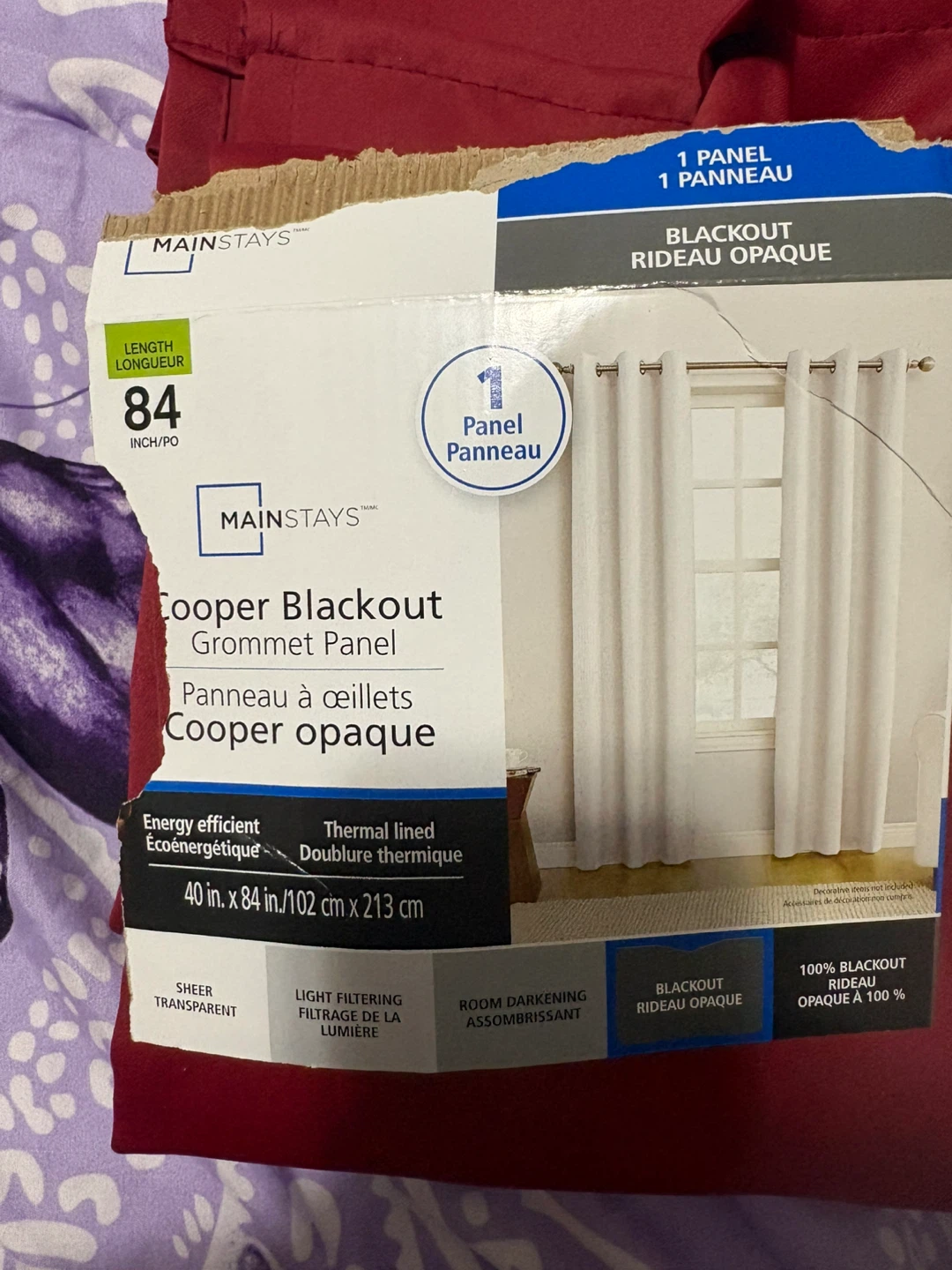 Mainstays Cooper Blackout Grommet Curtain Panel - Red
