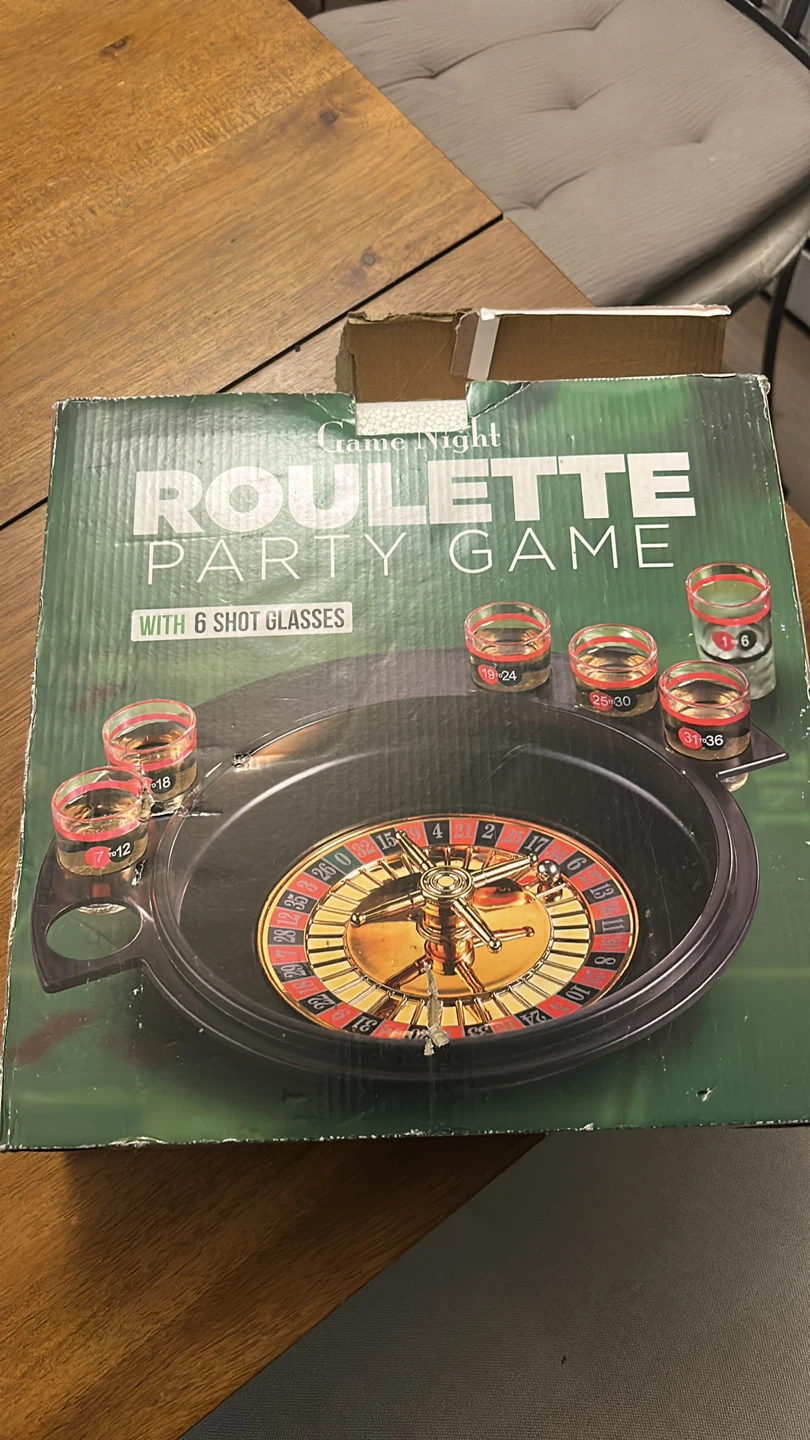 Roulette Party Game with 6 Shot Glasses