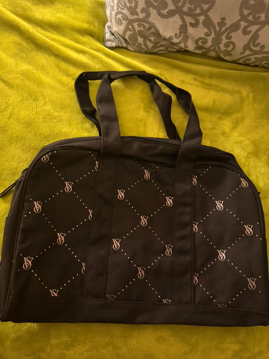 Victoria's Secret Black Duffle Bag with Monogram Print