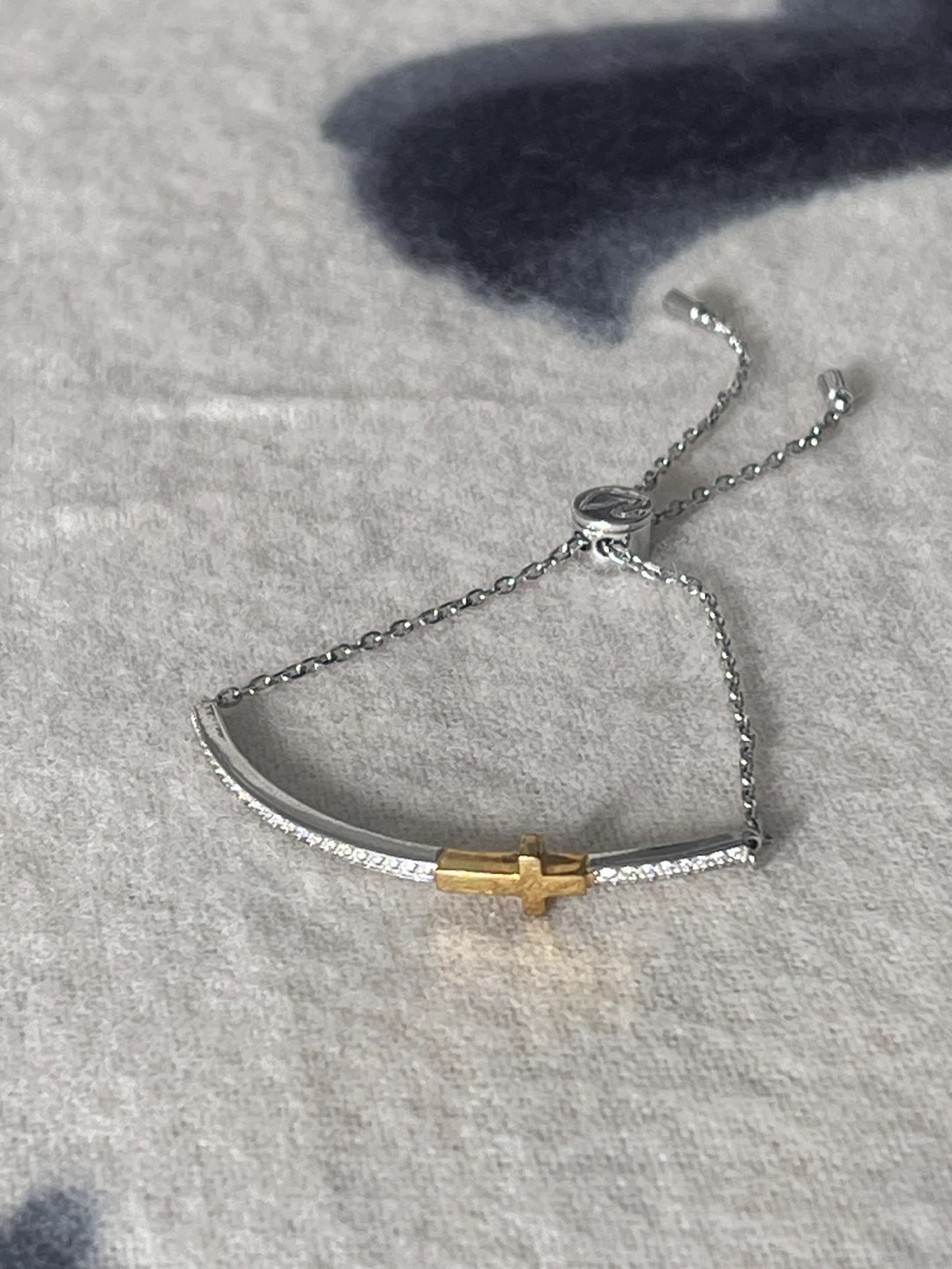 Swarovski Crystal Gold and Silver Cross Adjustable Bracelet - photo 4