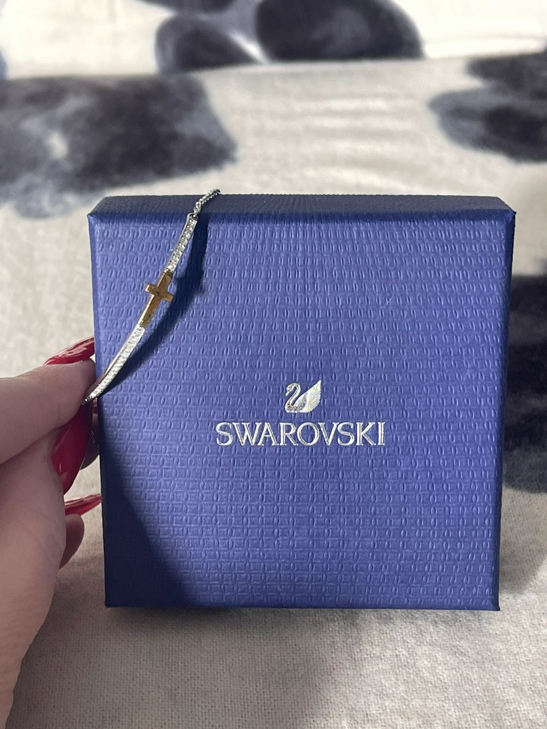 Swarovski Crystal Gold and Silver Cross Adjustable Bracelet - photo 5