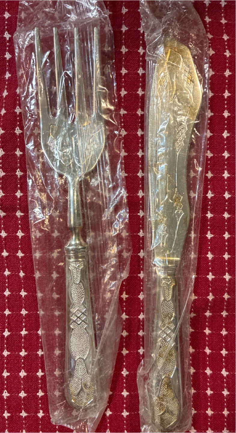 New Vintage Silver-Plated Cake Serving Set with Fork and Knife - photo 4
