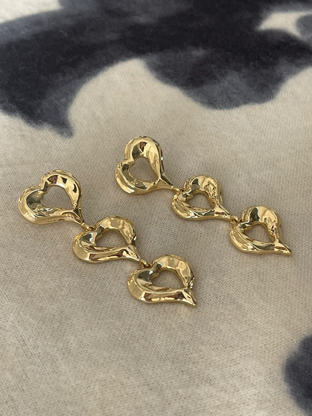 Pilgrim “Tyde” Gold Heart Drop Statement Earrings