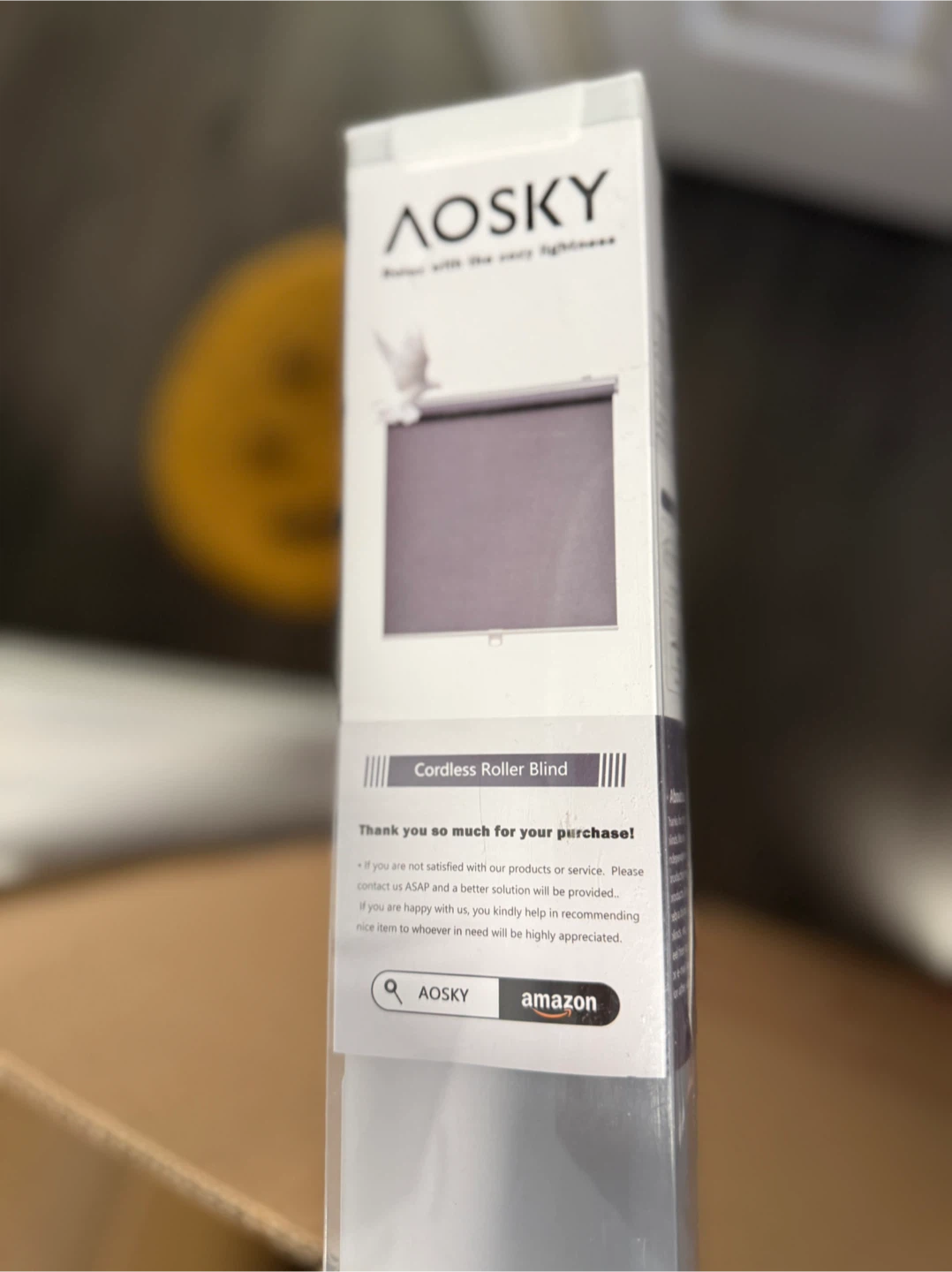 AOSKY Cordless Roller Shades 47" W x 72" H (Grey)