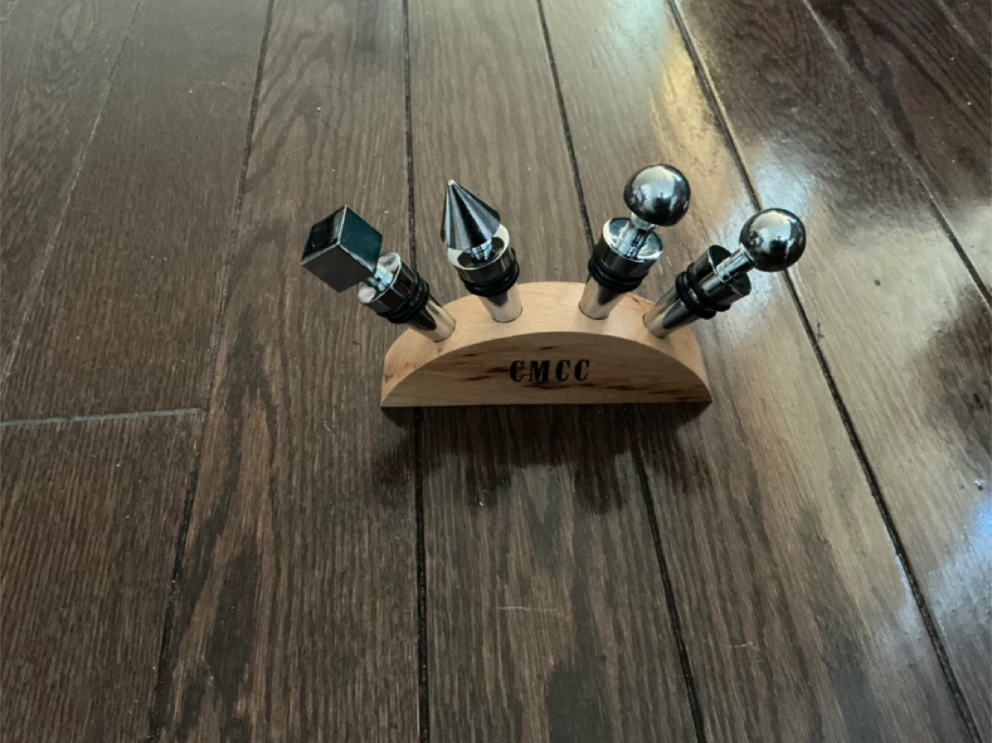 Set of 4 Decorative Wine Bottle Stoppers with Wooden Stand - photo 3