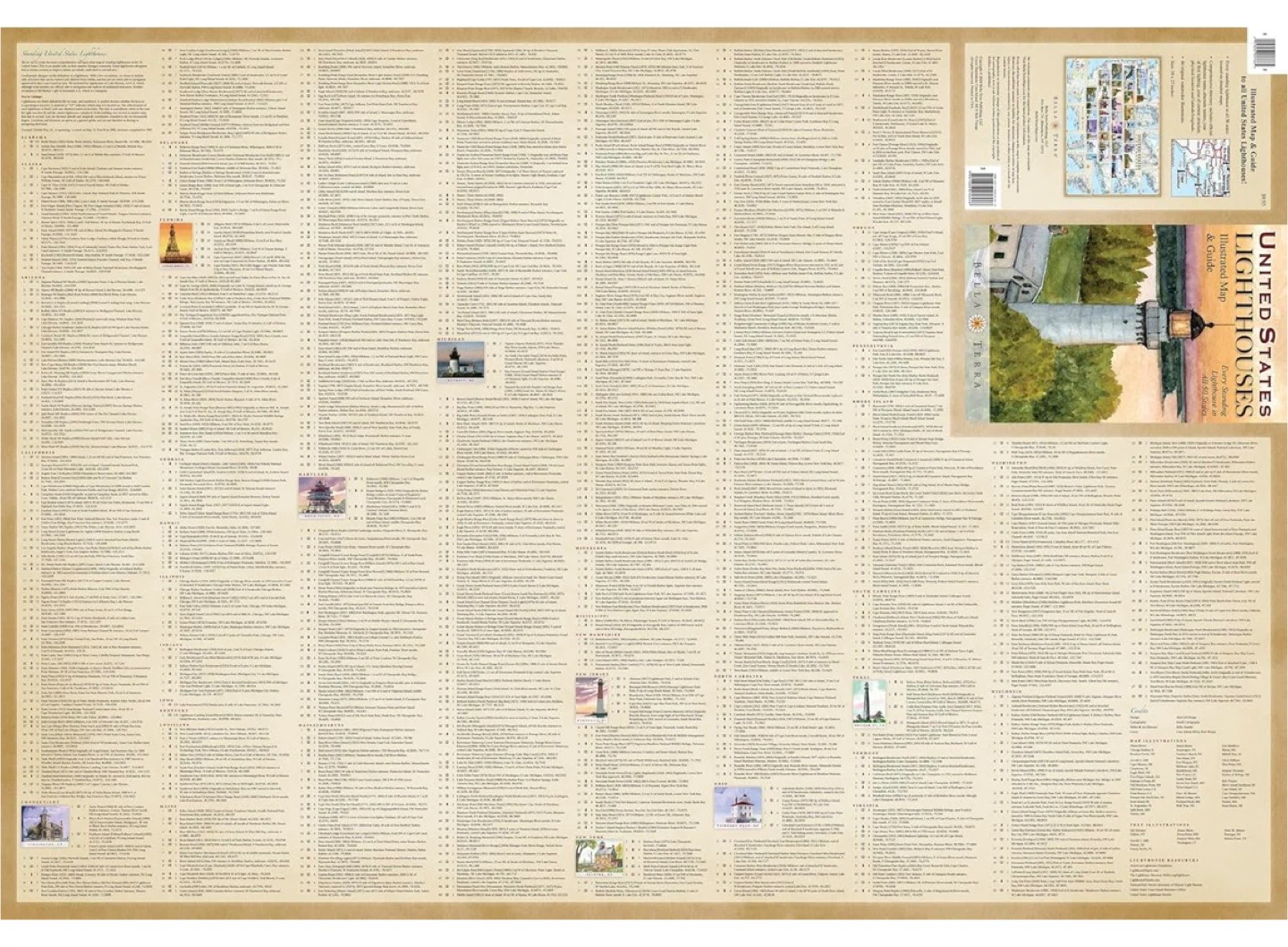 United States Lighthouses Illustrated Map & Guide - photo 3