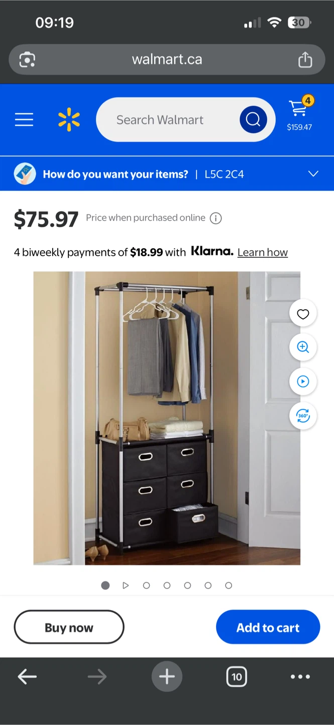Closet Wardrobe with 6 Drawers