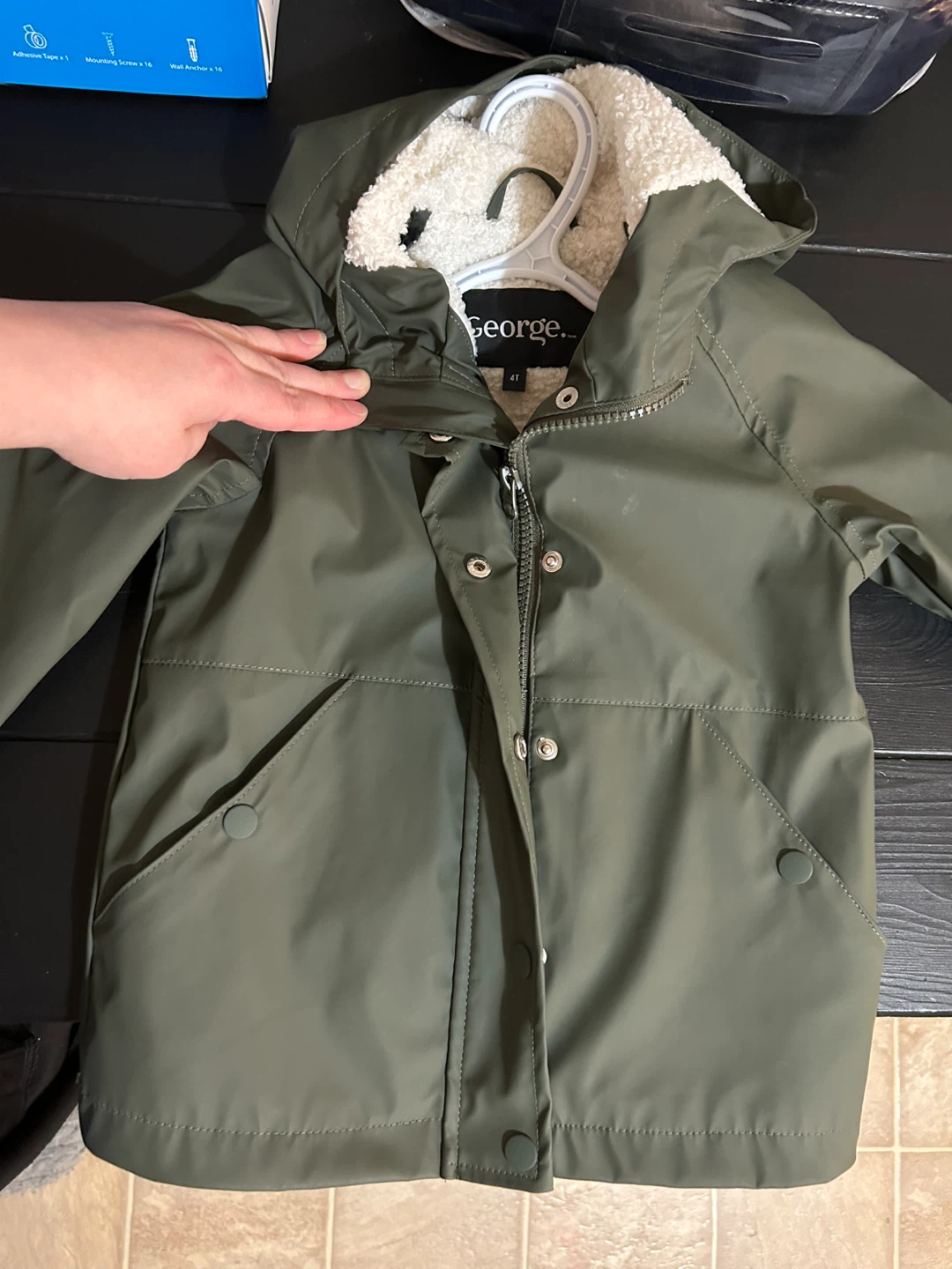 George Kids Green Hooded Sherpa Lined Jacket Size 4T - photo 2