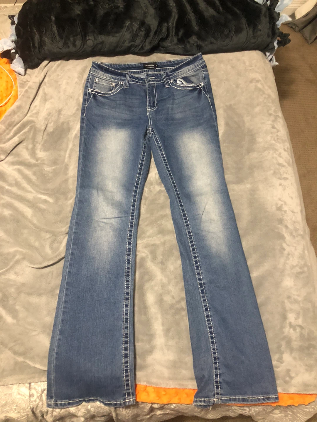 Flared washed out jeans