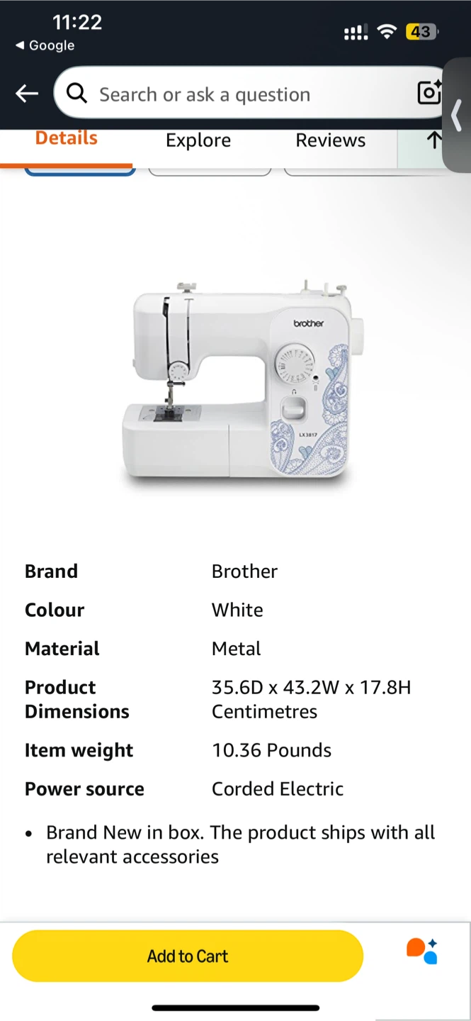 Brother LX3817 Sewing Machine - White - photo 2