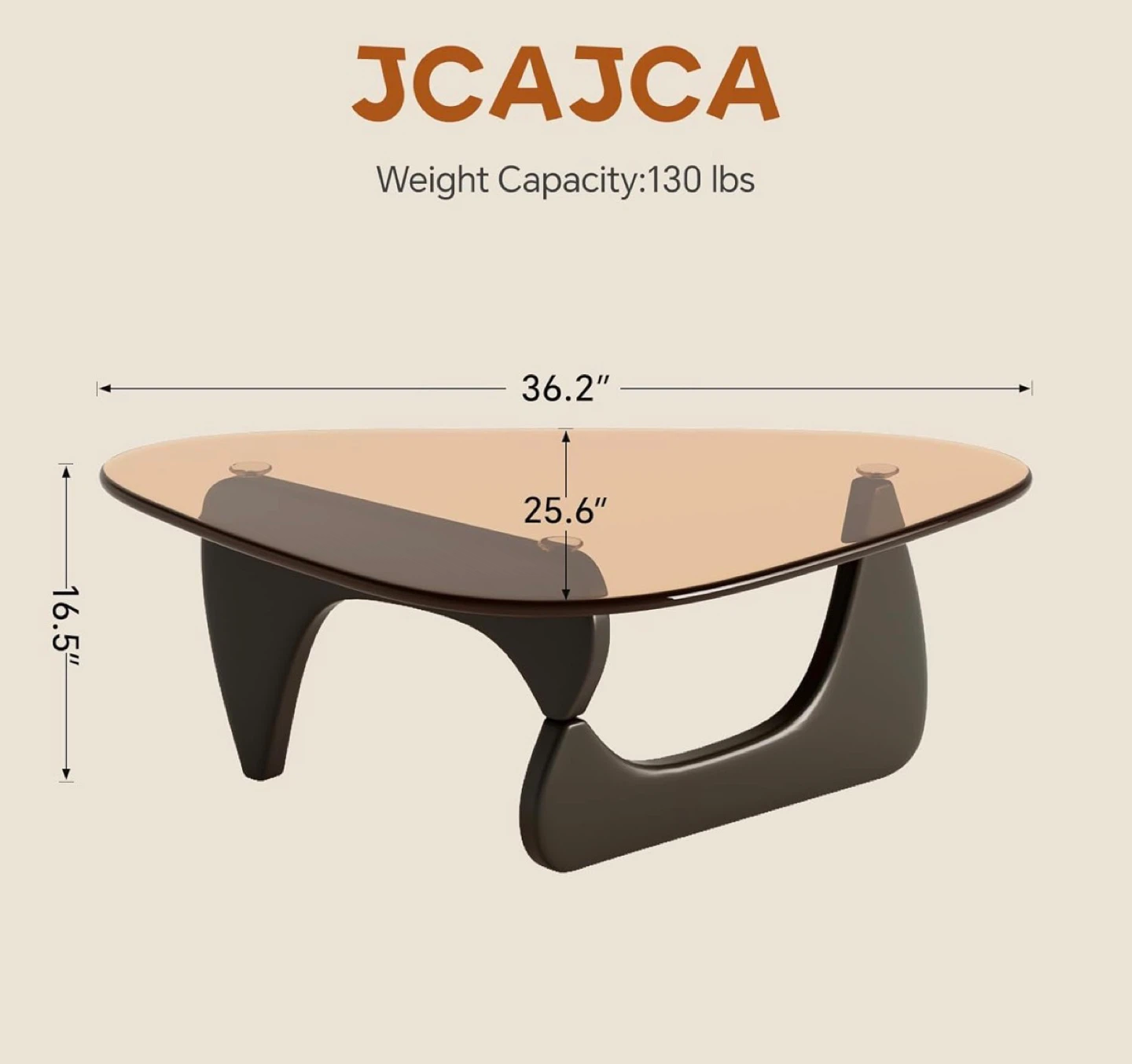 JCAJCA Triangle Coffee Table w Amber and dark Wood Base - photo 2